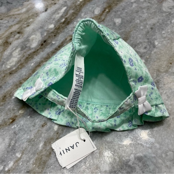 NEW Janie & Jack Girls Floral Bonnet with Snap Chin Strap 0-3 Months - Picture 5 of 6